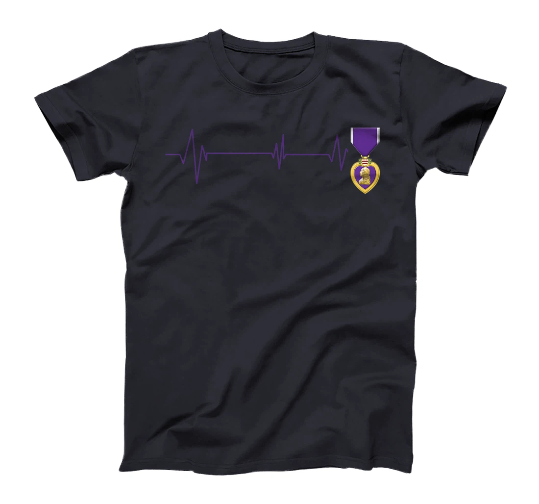 Heart Beats Purple Heart US Military Purple Heart Veteran T-Shirt