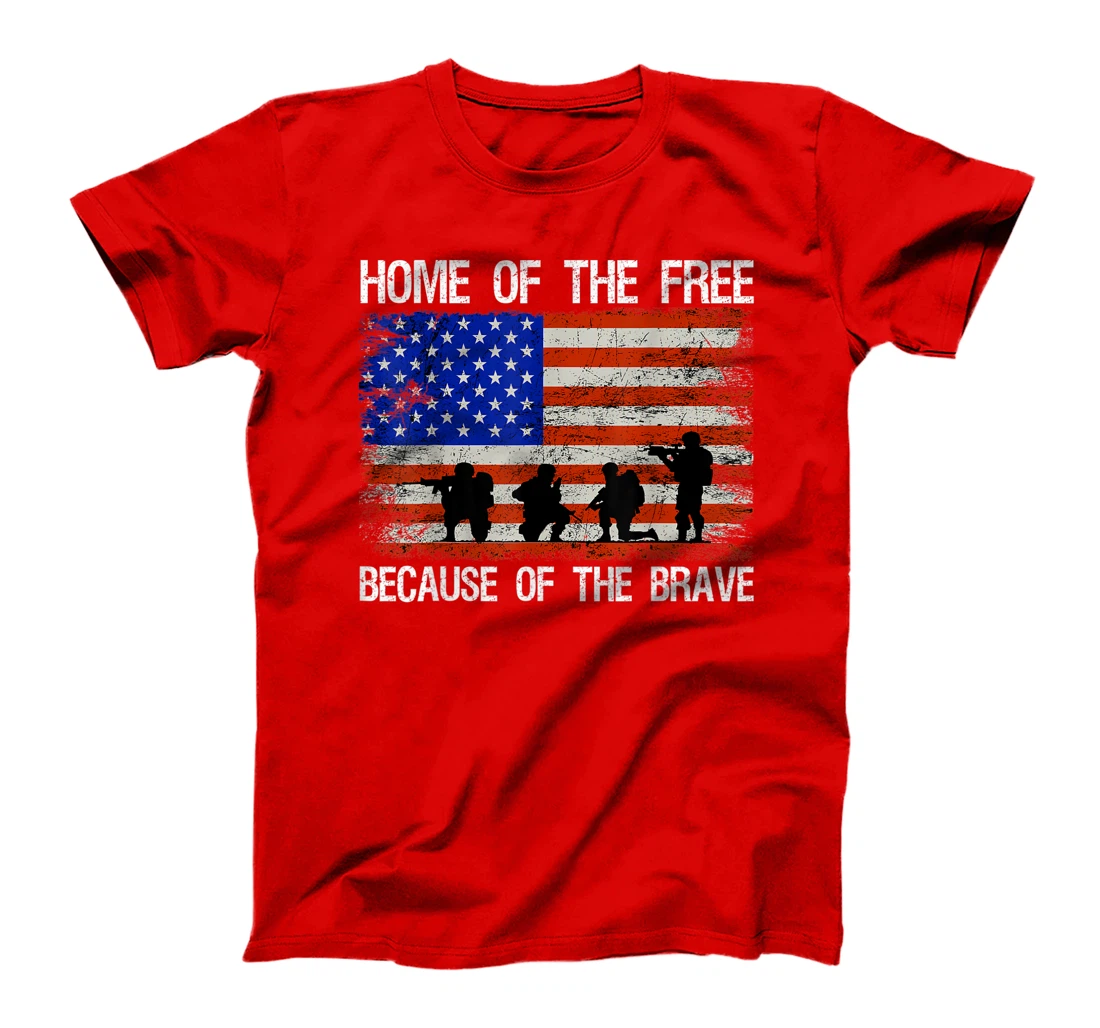 Home Of The Free Because Of The Brave Veteran American Flag T-Shirt