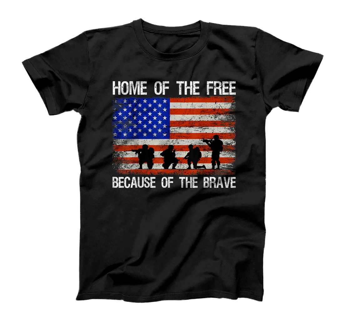 Home Of The Free Because Of The Brave Veteran American Flag T-Shirt