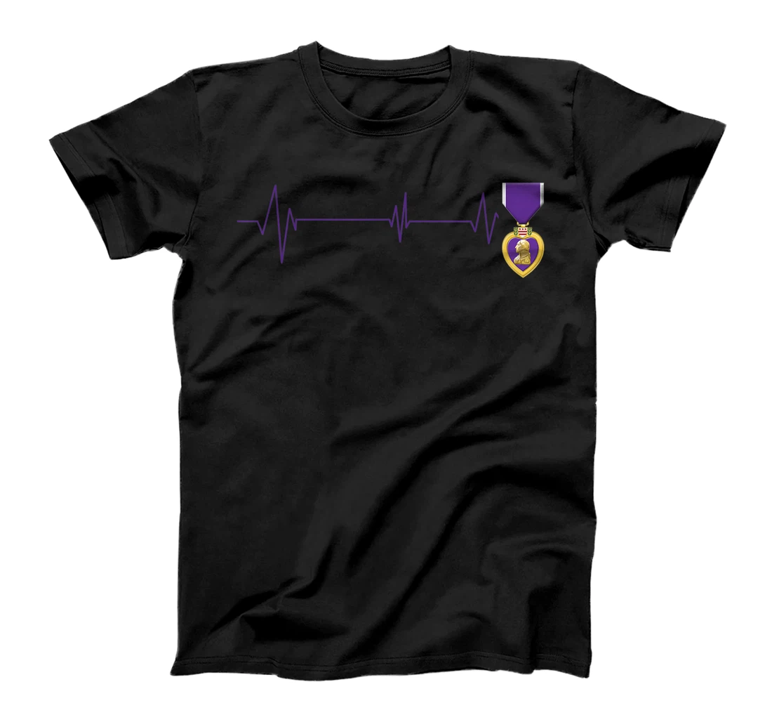 Heart Beats Purple Heart US Military Purple Heart Veteran T-Shirt