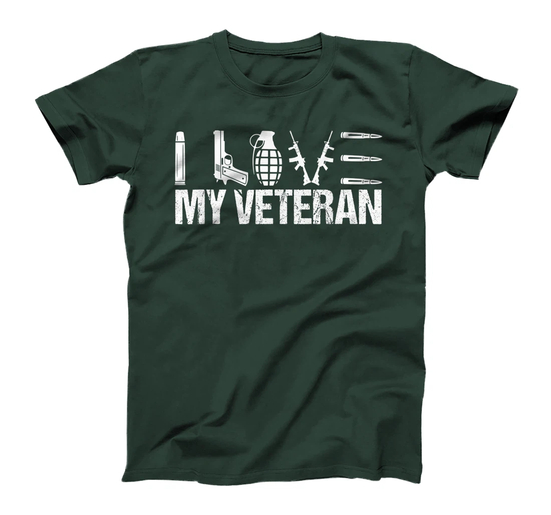 I Love My Veteran Flag Heart T-Shirt