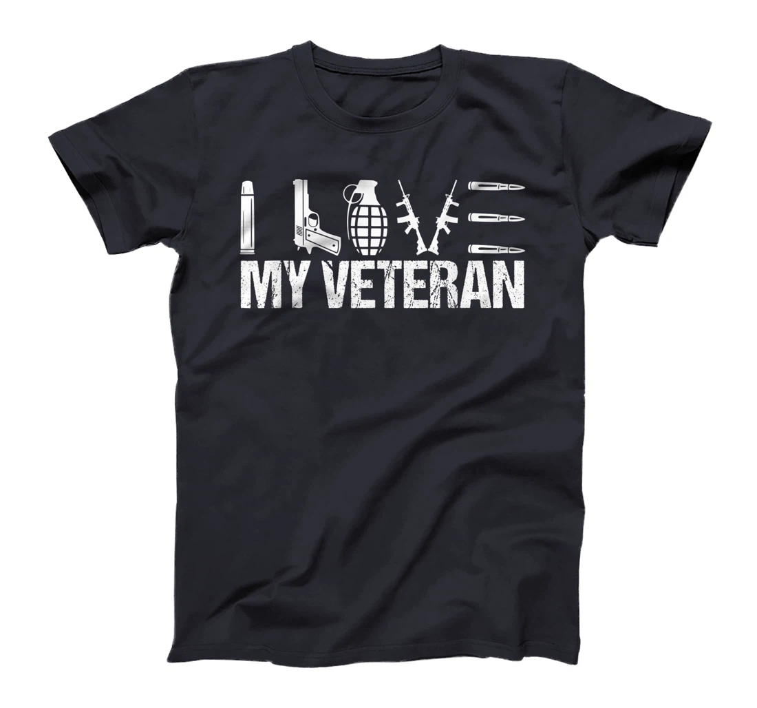 I Love My Veteran Flag Heart T-Shirt