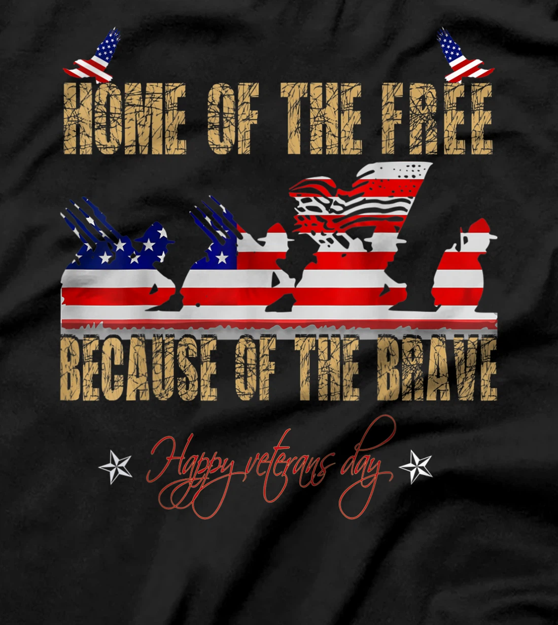 Home Of The Free Because Of The Brave Veteran American Flag T-Shirt