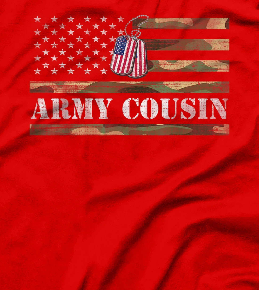 Army Cousin With American Flag Camo Gift For Veteran Day T-Shirt
