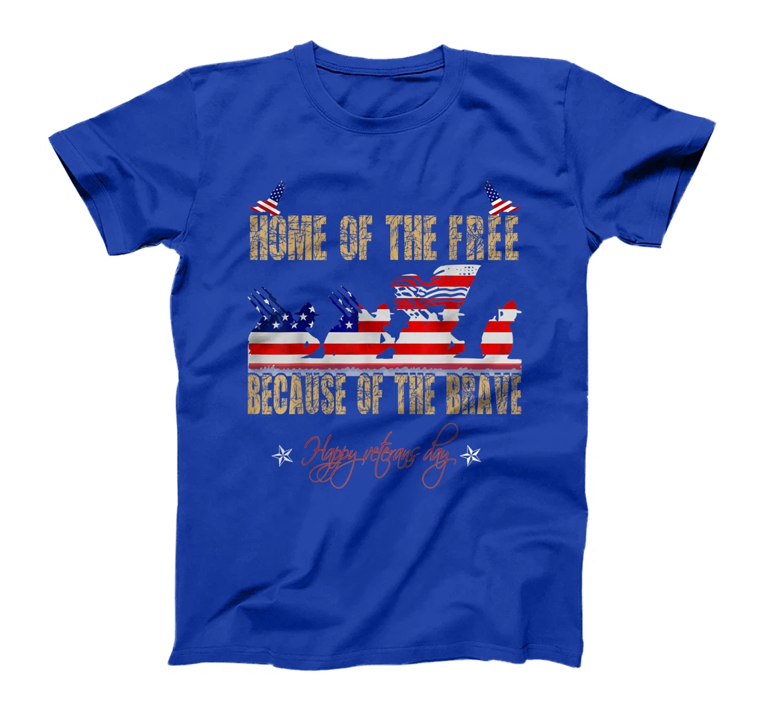Home Of The Free Because Of The Brave Veteran American Flag T-Shirt