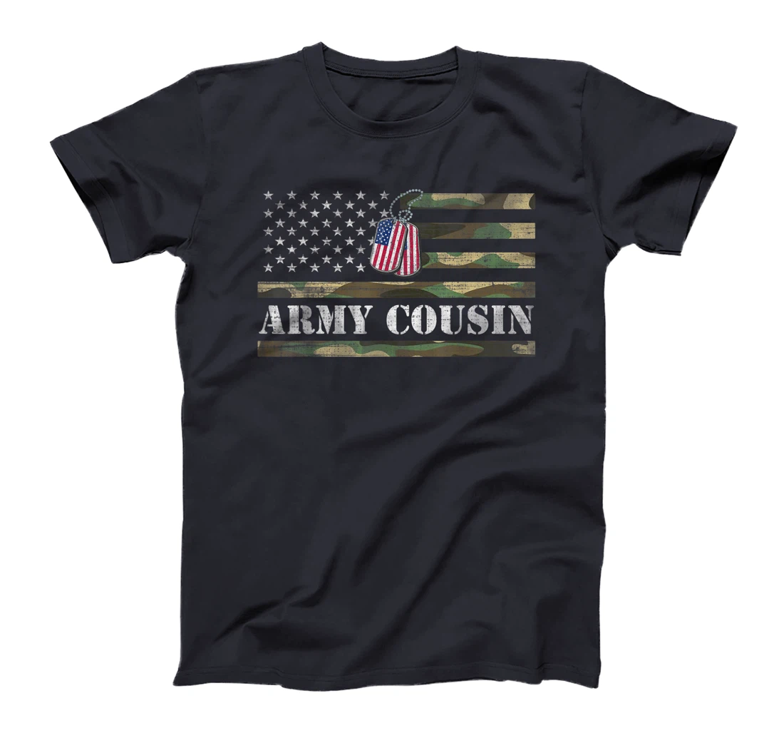 Army Cousin With American Flag Camo Gift For Veteran Day T-Shirt