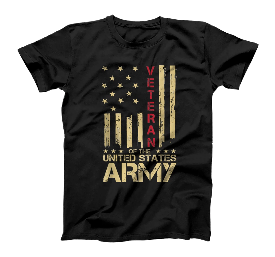 Patriotic U.S Army Veteran Red Line American Flag Vintage T-Shirt