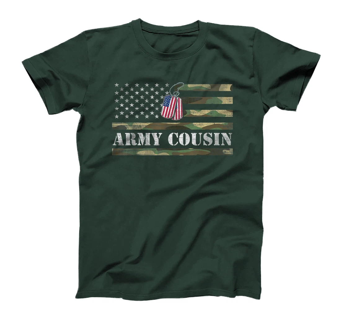 Army Cousin With American Flag Camo Gift For Veteran Day T-Shirt