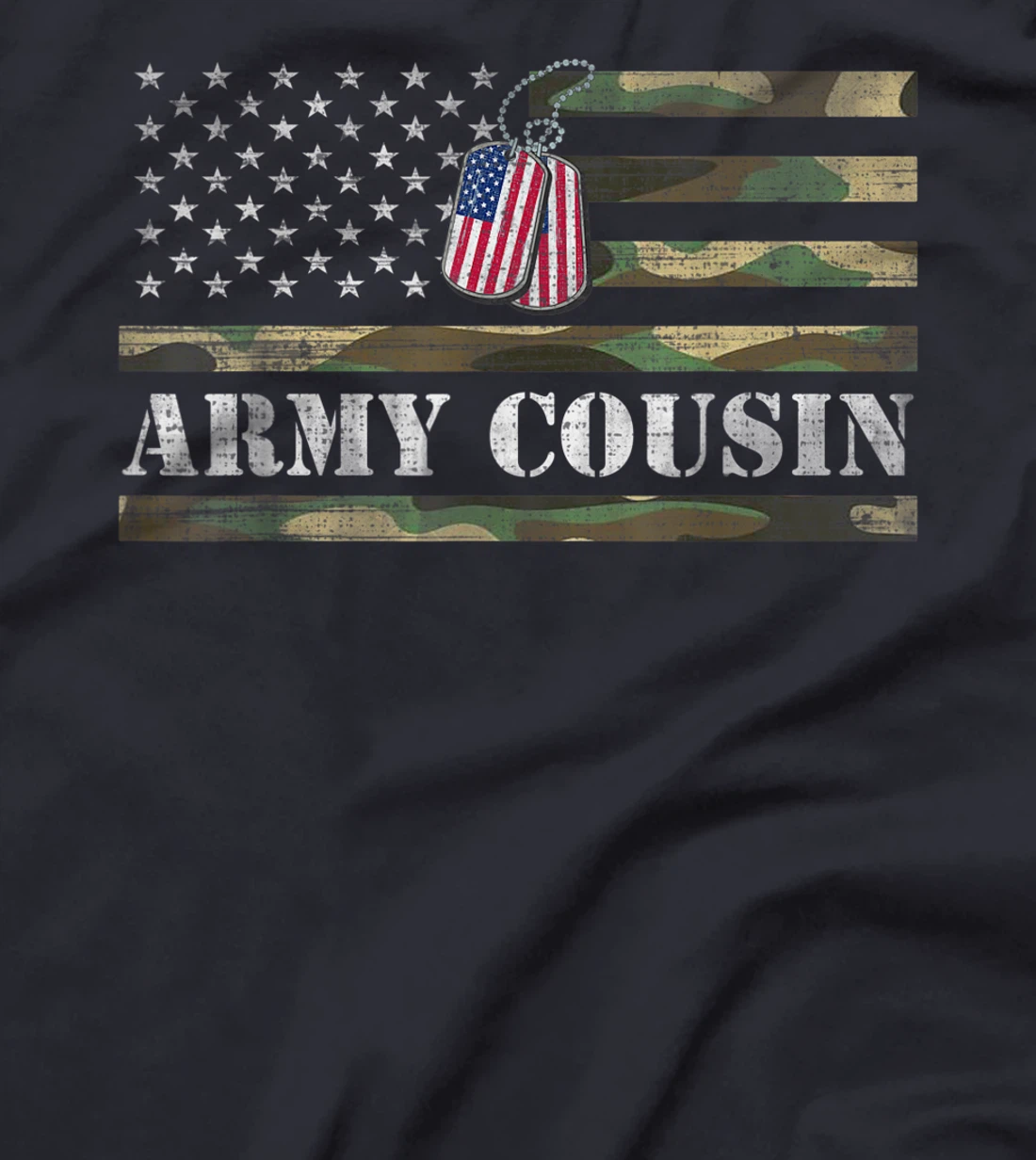Army Cousin With American Flag Camo Gift For Veteran Day T-Shirt