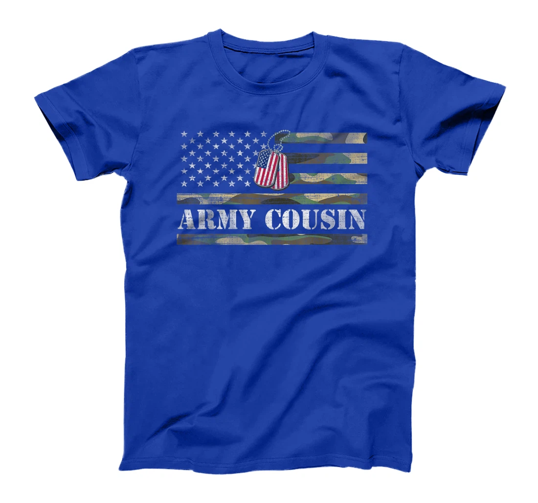 Army Cousin With American Flag Camo Gift For Veteran Day T-Shirt