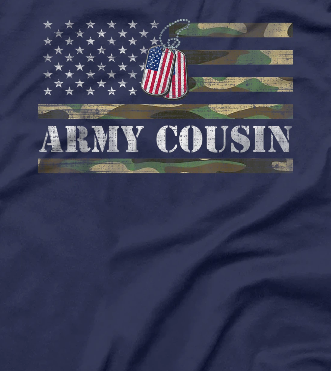 Army Cousin With American Flag Camo Gift For Veteran Day T-Shirt