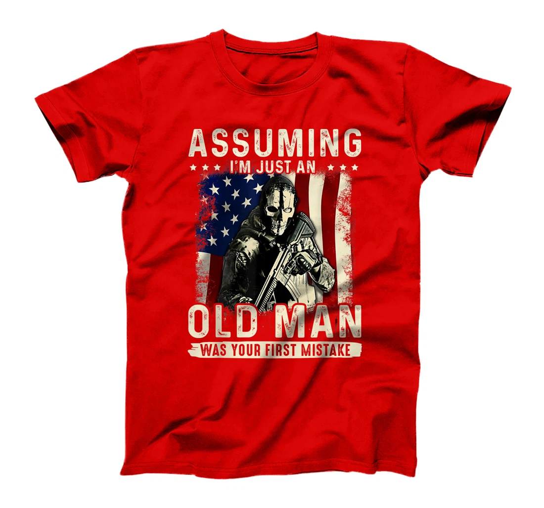 Mens Assuming I'm just an old man was your first mistake veteran T-Shirt