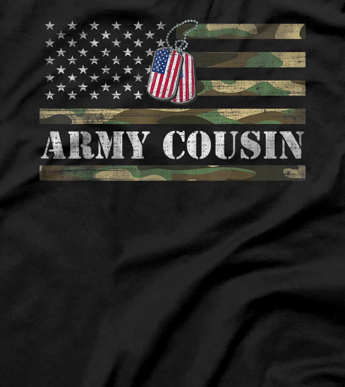 Army Cousin With American Flag Camo Gift For Veteran Day T-Shirt