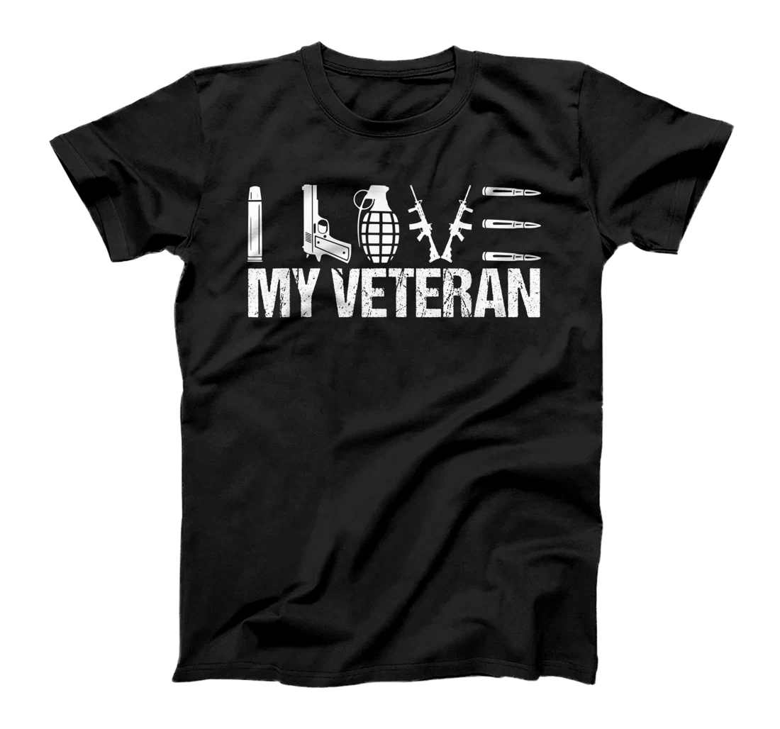 I Love My Veteran Flag Heart T-Shirt