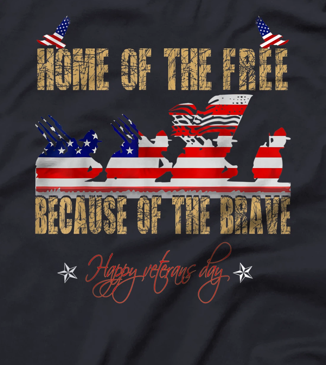 Home Of The Free Because Of The Brave Veteran American Flag T-Shirt