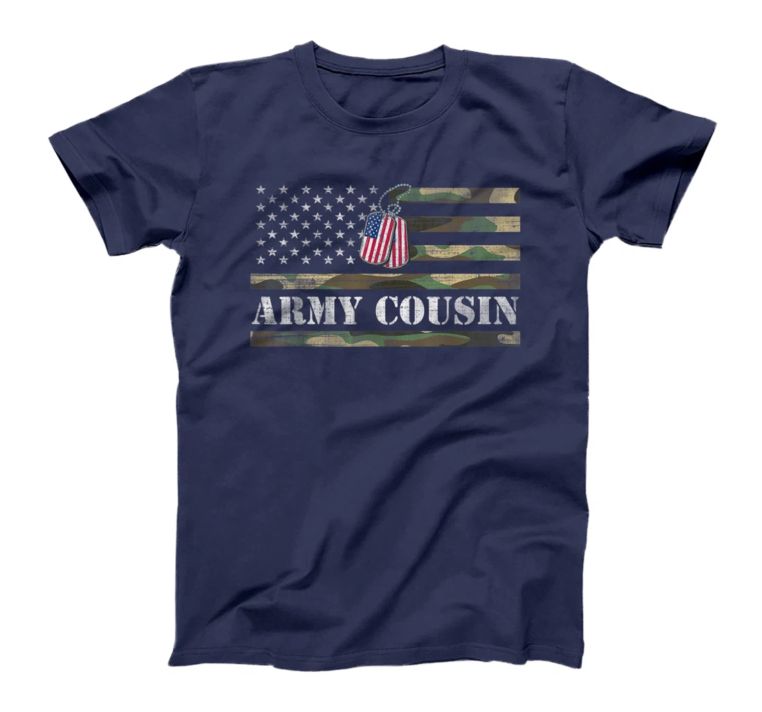 Army Cousin With American Flag Camo Gift For Veteran Day T-Shirt