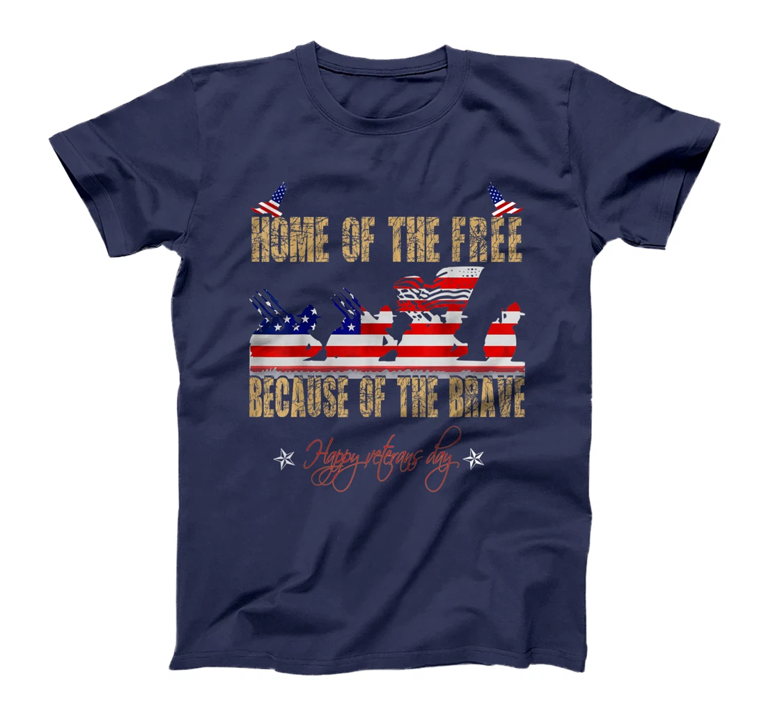 Home Of The Free Because Of The Brave Veteran American Flag T-Shirt