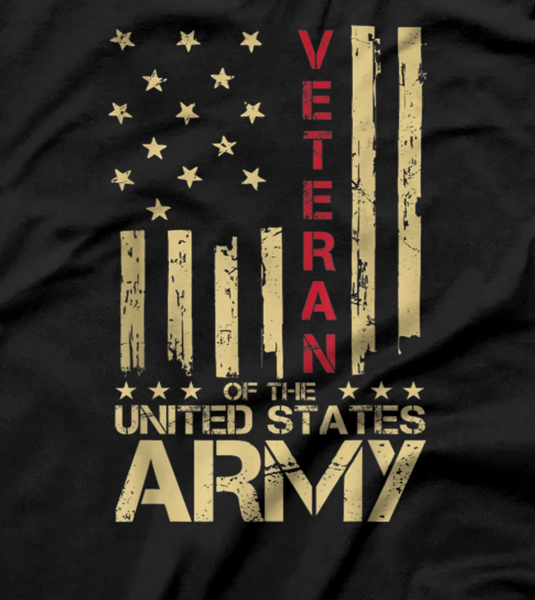 Patriotic U.S Army Veteran Red Line American Flag Vintage T-Shirt