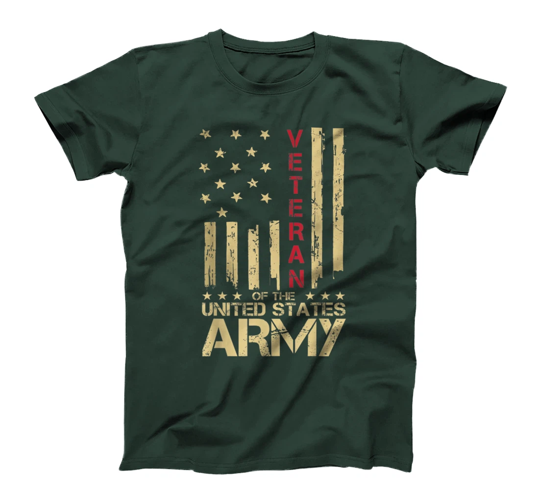 Patriotic U.S Army Veteran Red Line American Flag Vintage T-Shirt