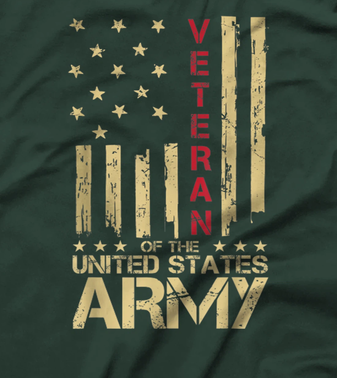 Patriotic U.S Army Veteran Red Line American Flag Vintage T-Shirt