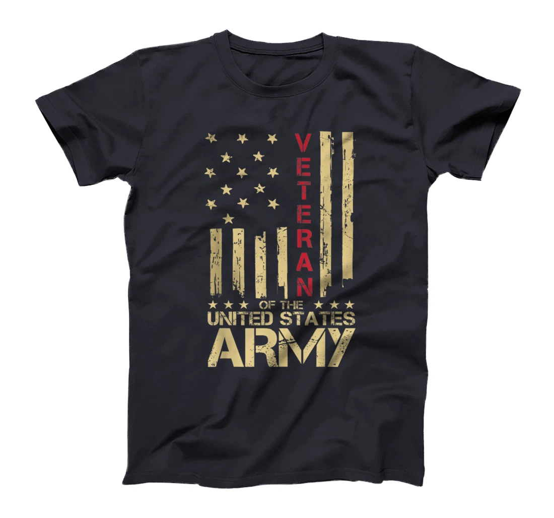 Patriotic U.S Army Veteran Red Line American Flag Vintage T-Shirt