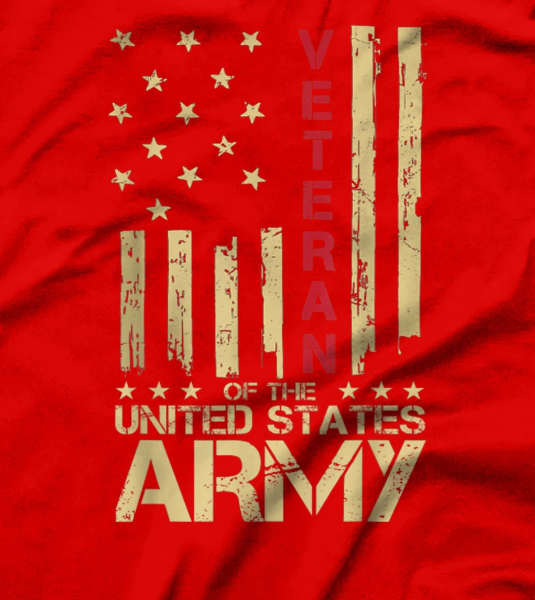 Patriotic U.S Army Veteran Red Line American Flag Vintage T-Shirt