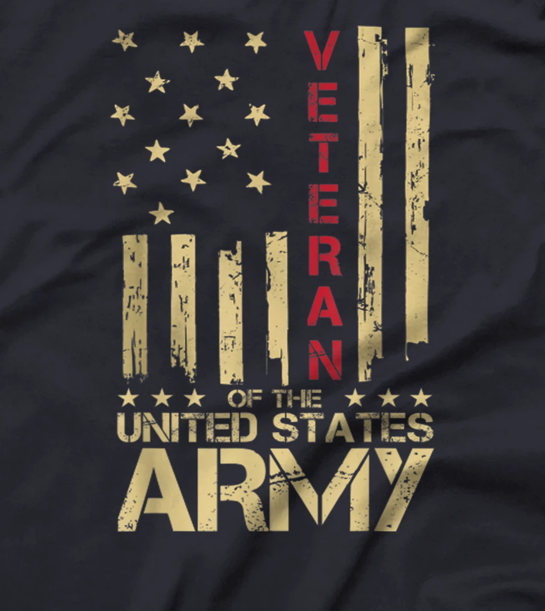 Patriotic U.S Army Veteran Red Line American Flag Vintage T-Shirt