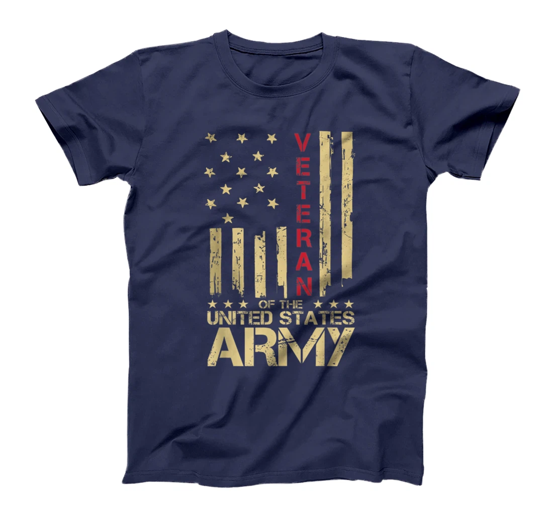 Patriotic U.S Army Veteran Red Line American Flag Vintage T-Shirt
