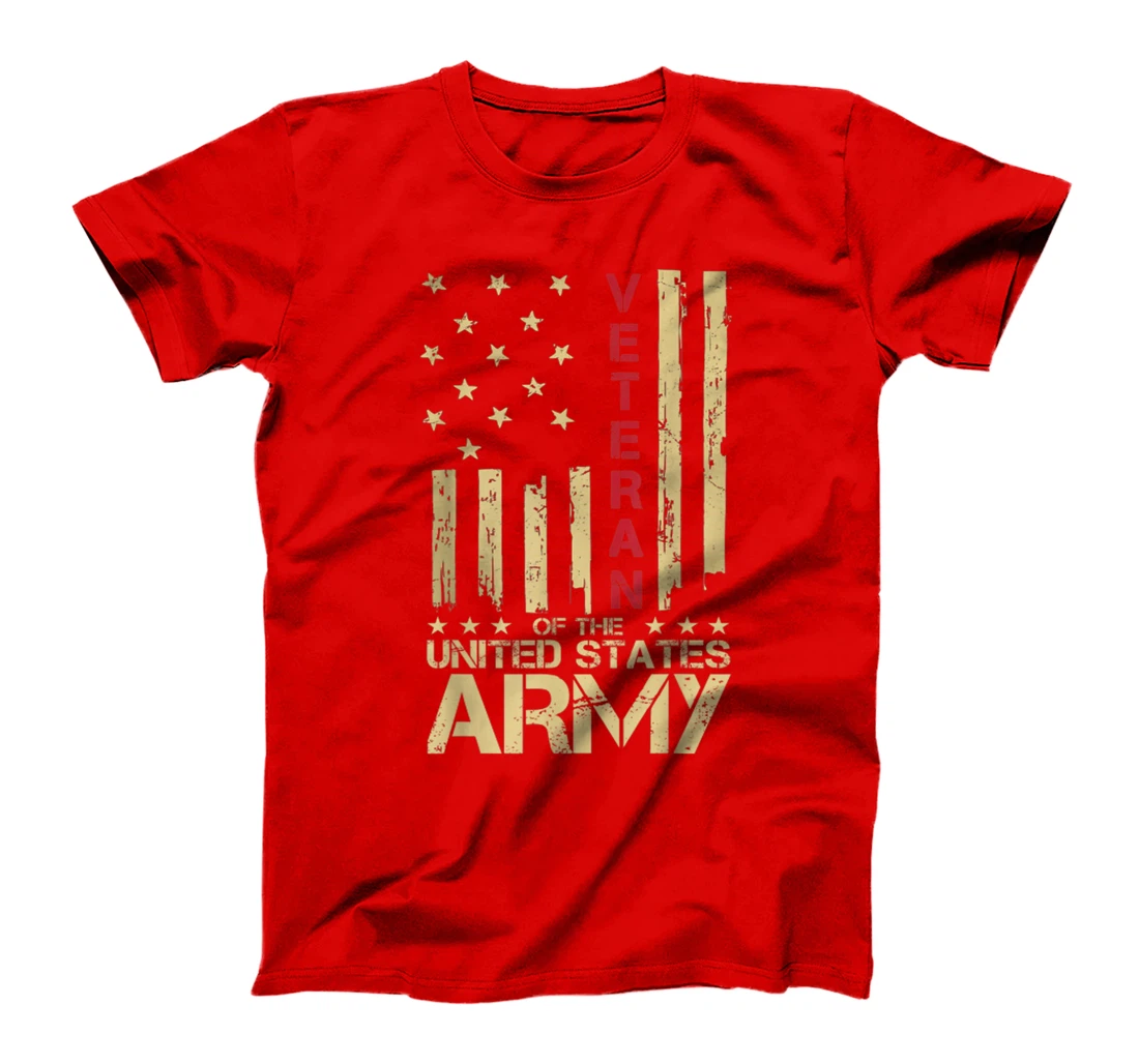 Patriotic U.S Army Veteran Red Line American Flag Vintage T-Shirt