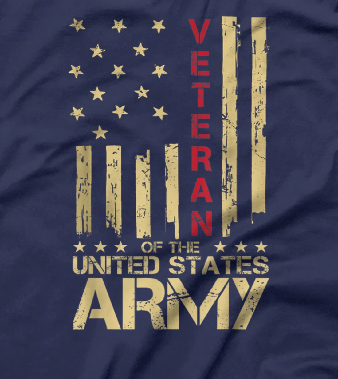 Patriotic U.S Army Veteran Red Line American Flag Vintage T-Shirt