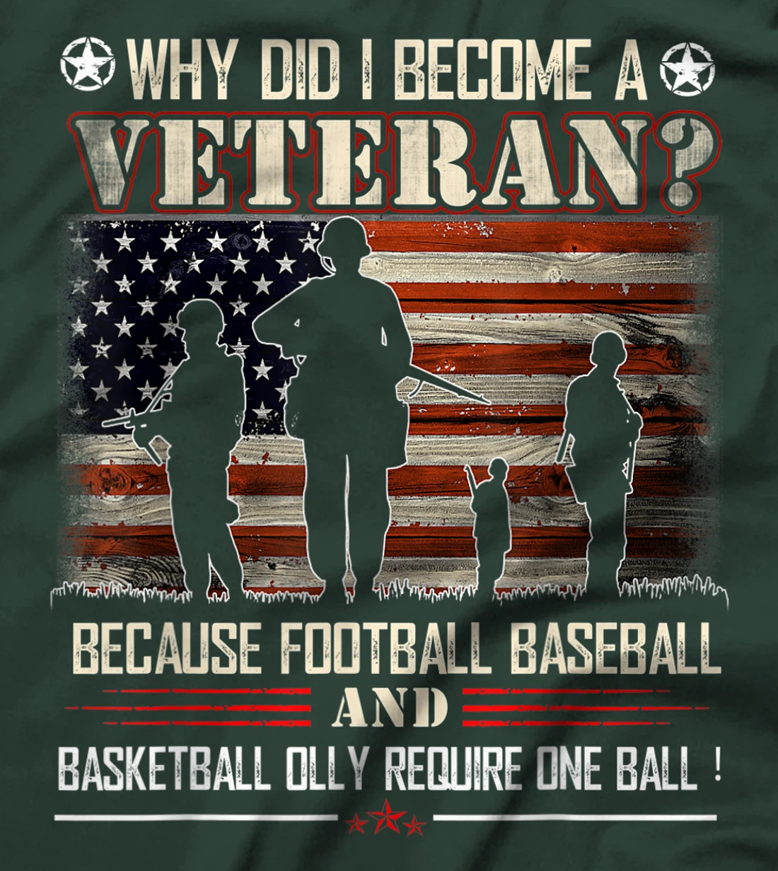 Why Did I Become A Veteran Because Football Baseball Gift T-Shirt