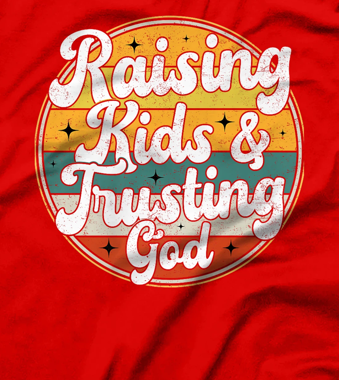 Raising Kids And Trusting God Funny Religious Retro Mom dad Premium T-Shirt