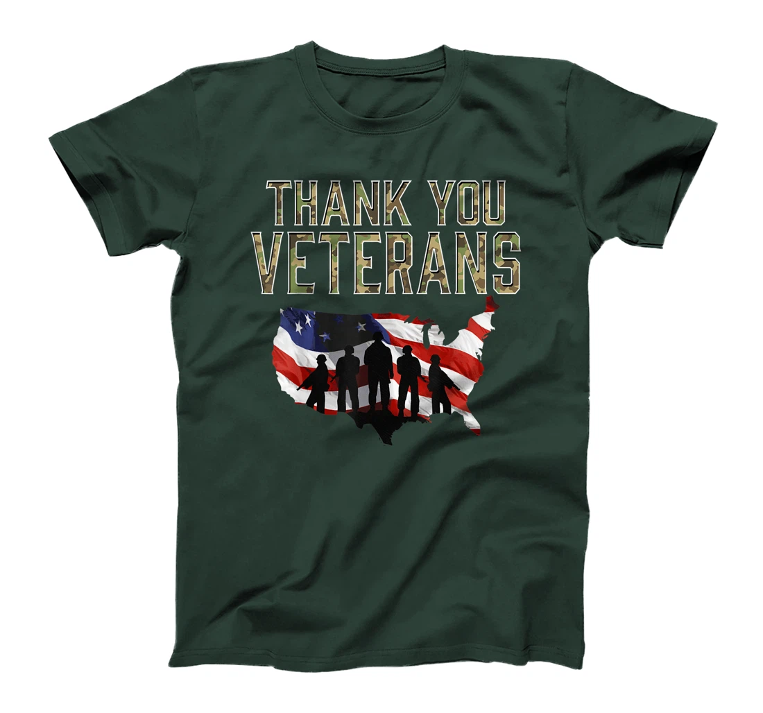 American Flag Military Appreciation THANK YOU Veterans T-Shirt