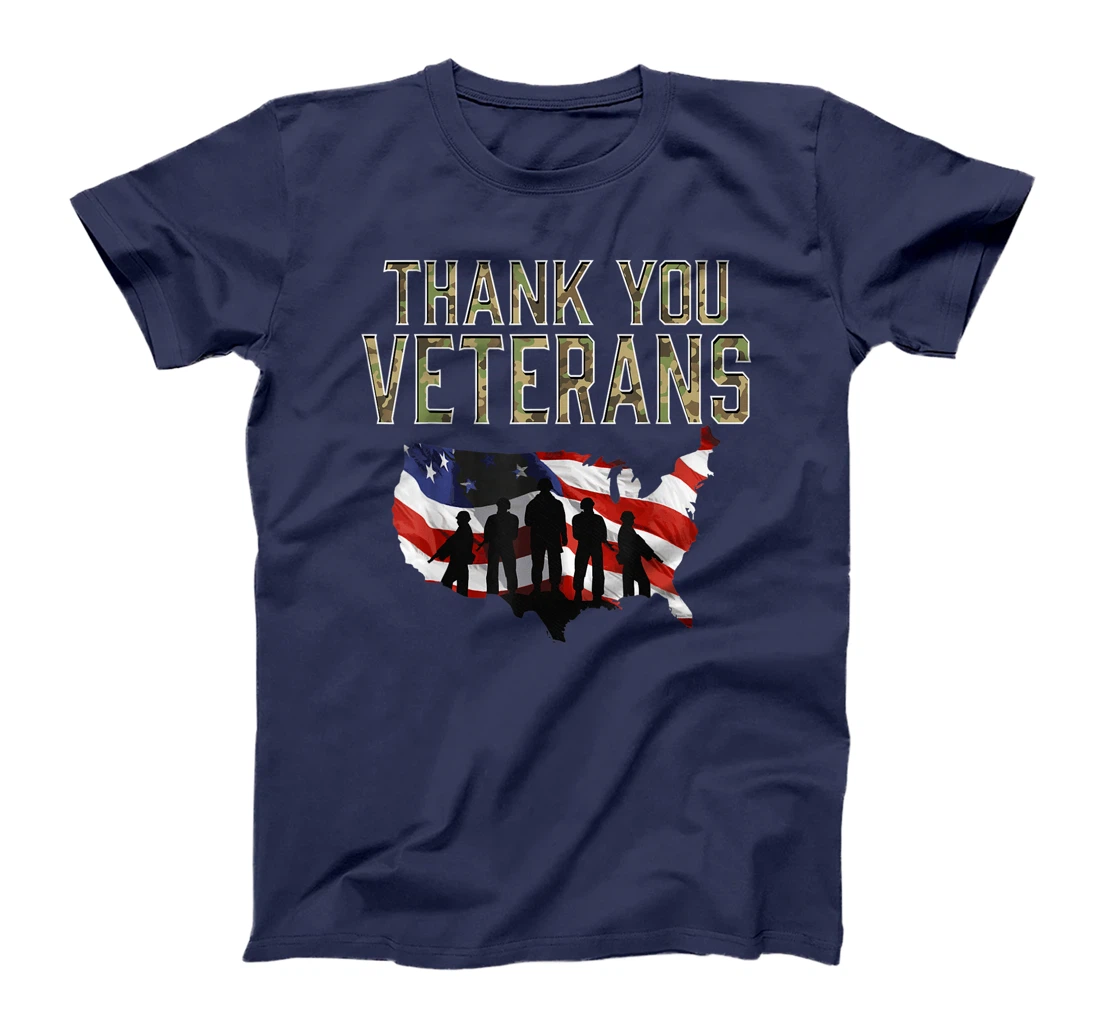 American Flag Military Appreciation THANK YOU Veterans T-Shirt