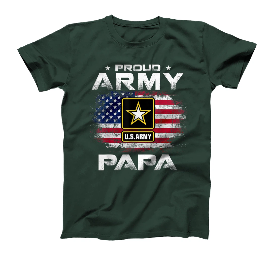Proud Army Papa With American Flag For Veteran Gift T-Shirt