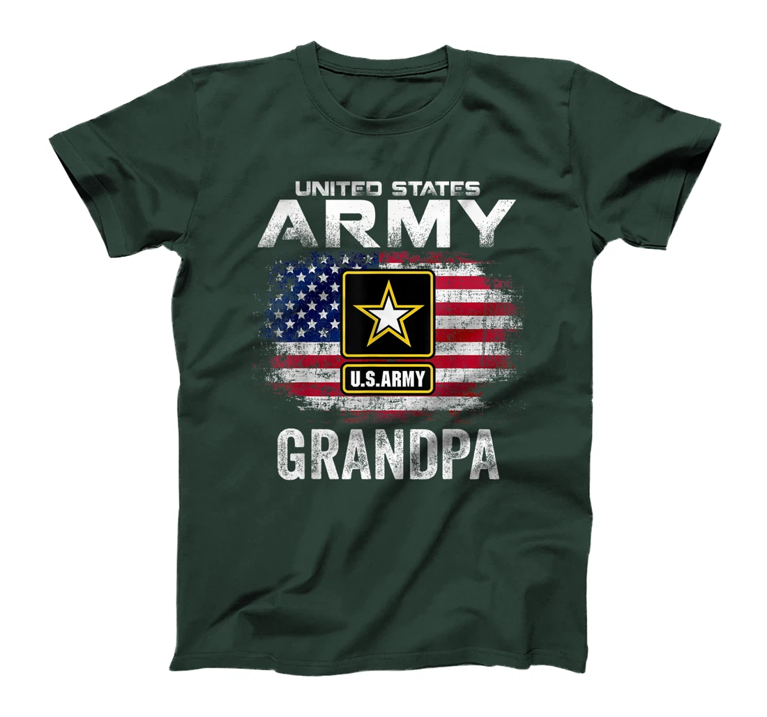 United States Army Grandpa With American Flag Veteran Gift T-Shirt