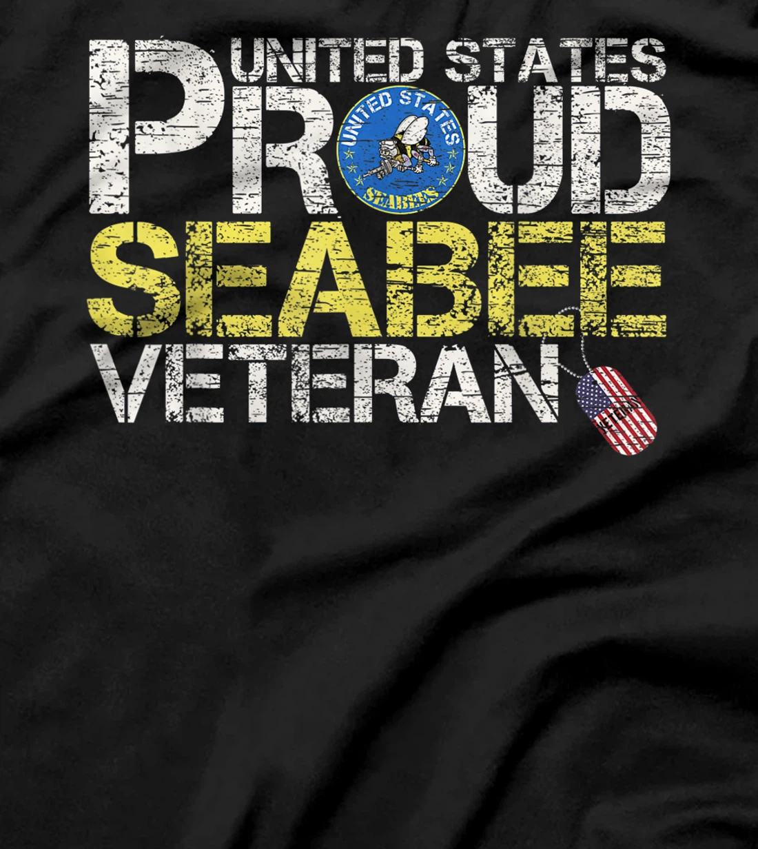 Vintage United States Proud Navy Seabee Veteran U.S Military T-Shirt