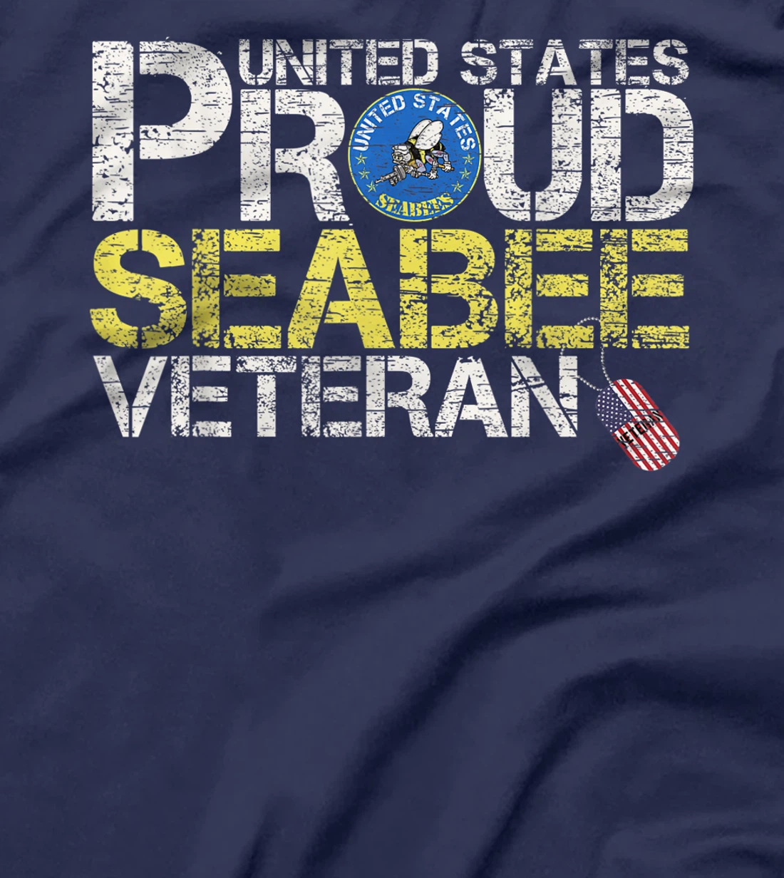 Vintage United States Proud Navy Seabee Veteran U.S Military T-Shirt