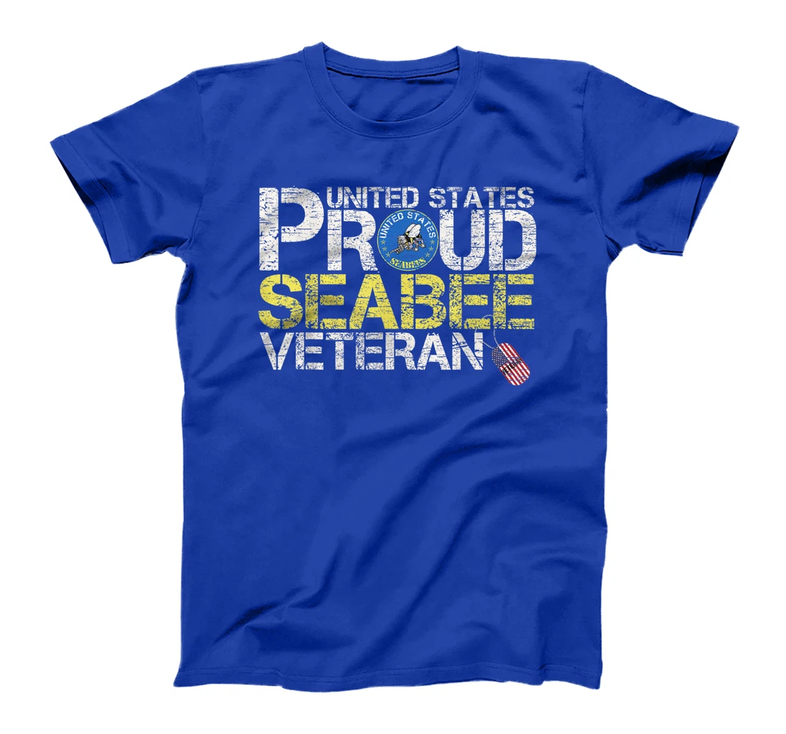 Vintage United States Proud Navy Seabee Veteran U.S Military T-Shirt