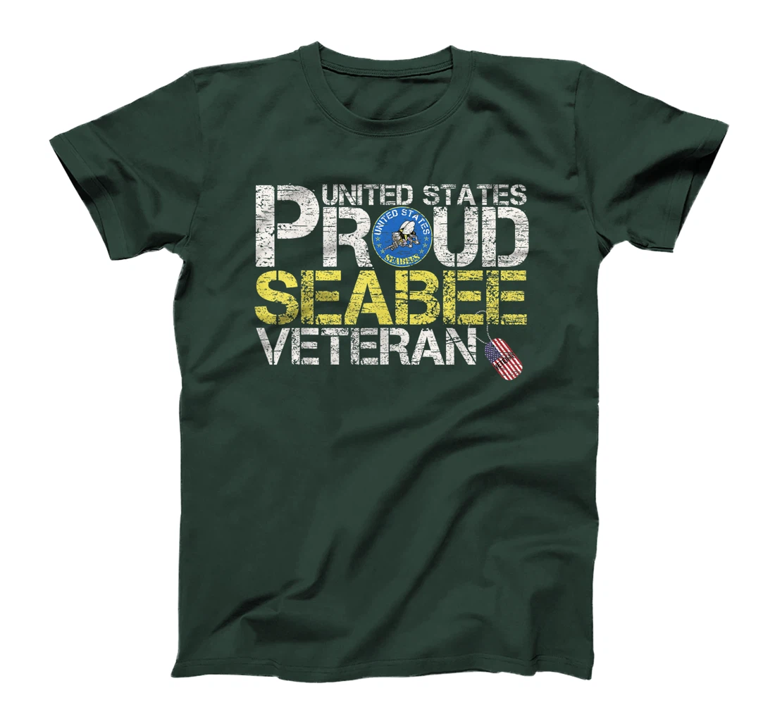 Vintage United States Proud Navy Seabee Veteran U.S Military T-Shirt