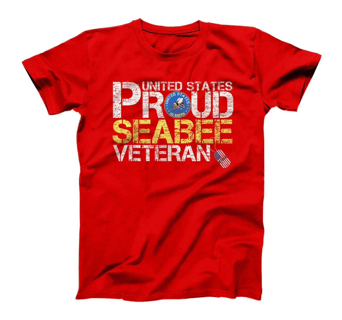Vintage United States Proud Navy Seabee Veteran U.S Military T-Shirt