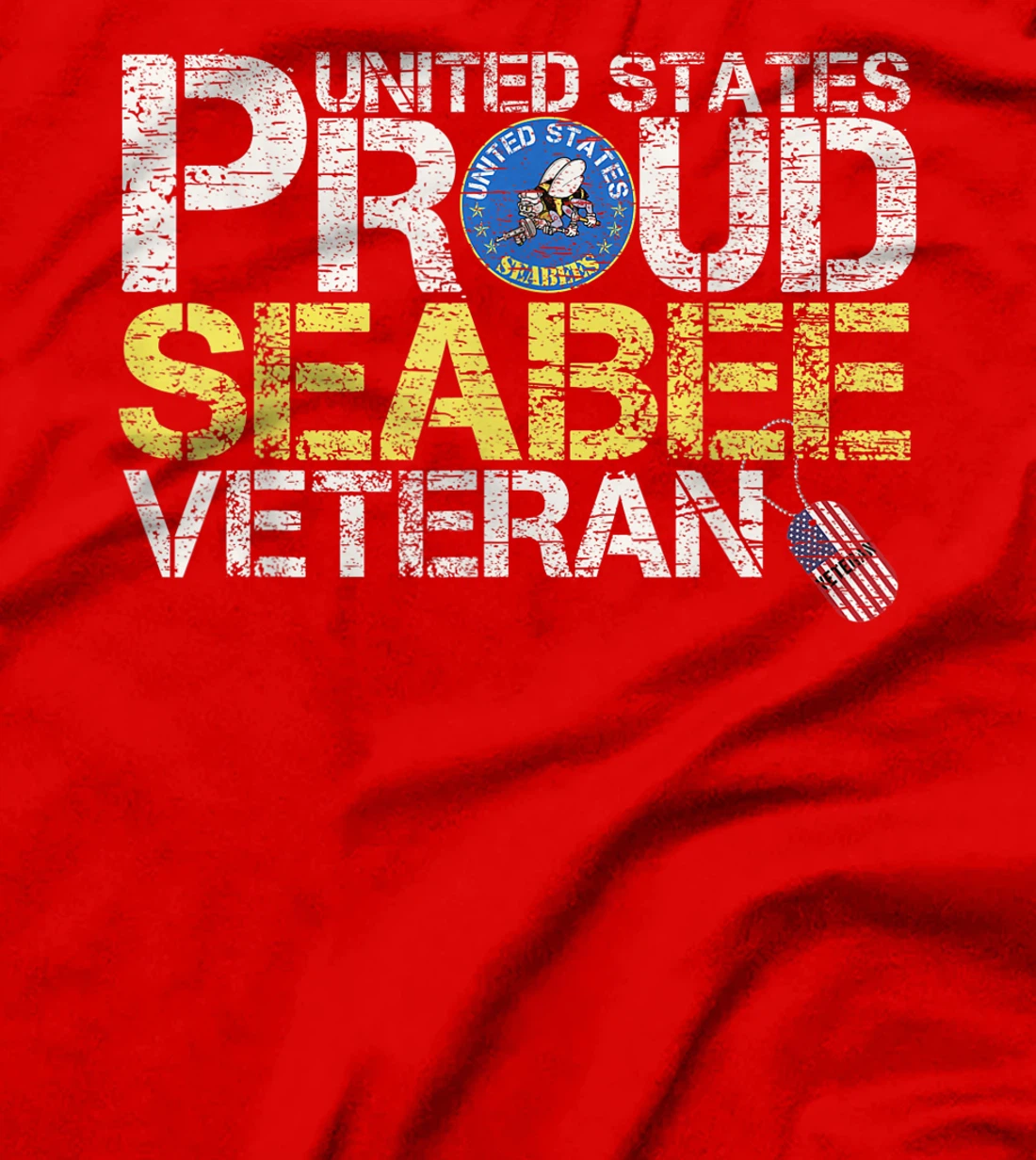 Vintage United States Proud Navy Seabee Veteran U.S Military T-Shirt