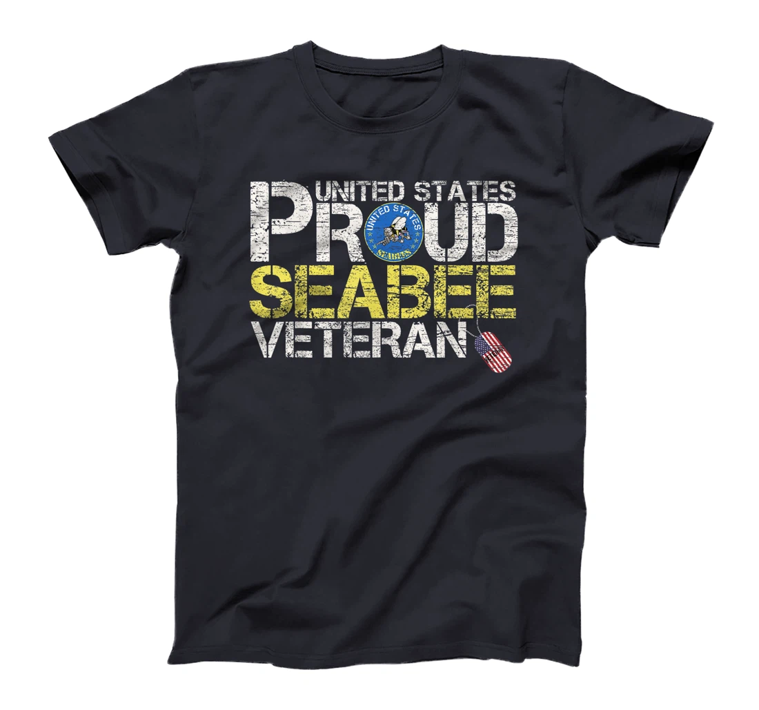 Vintage United States Proud Navy Seabee Veteran U.S Military T-Shirt