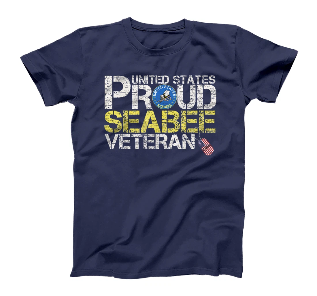 Vintage United States Proud Navy Seabee Veteran U.S Military T-Shirt