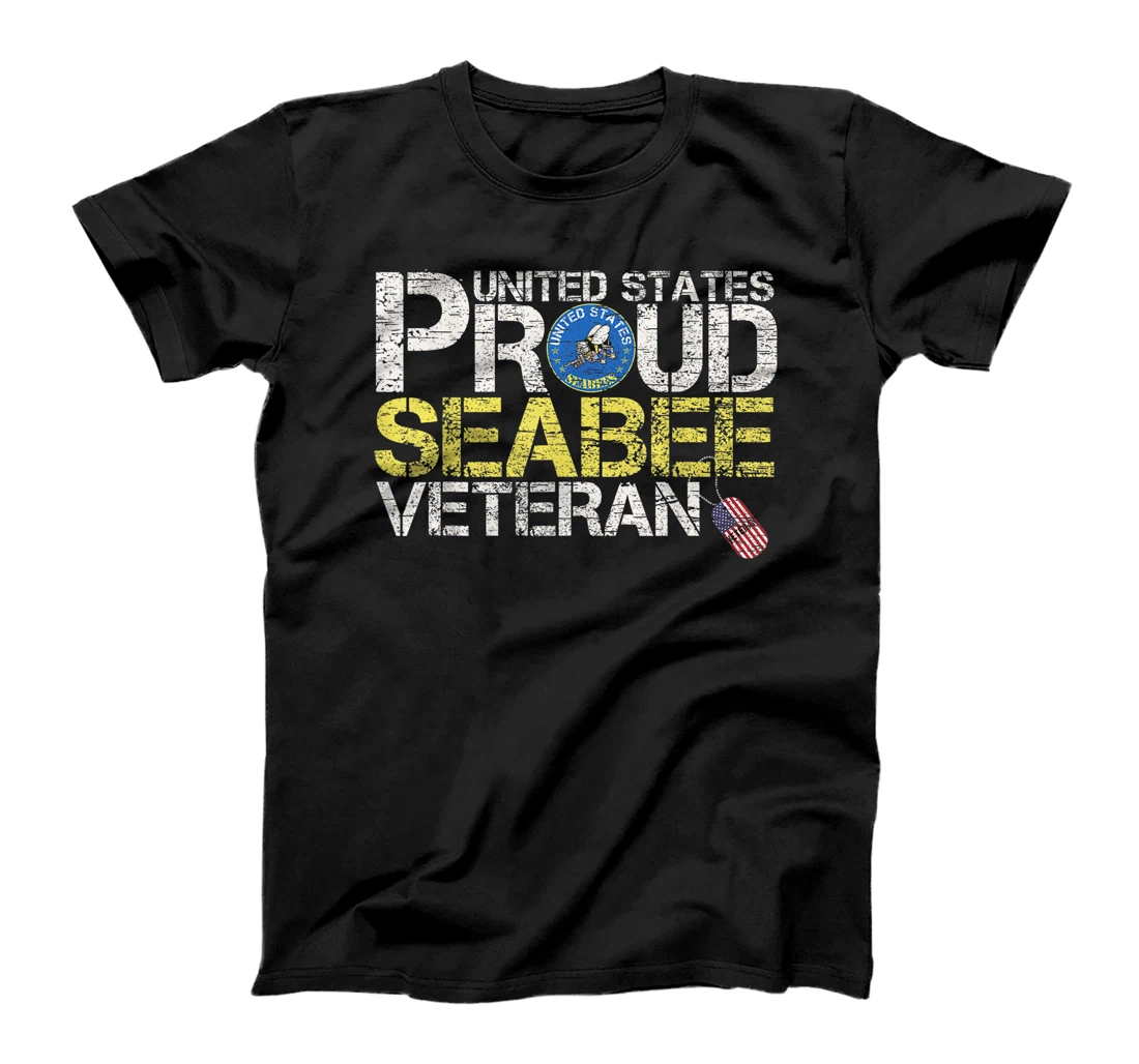 Vintage United States Proud Navy Seabee Veteran U.S Military T-Shirt