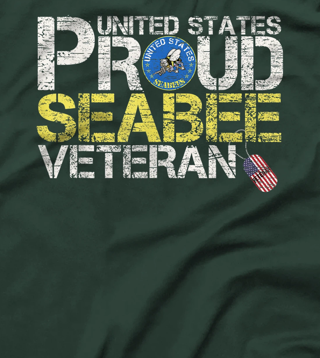 Vintage United States Proud Navy Seabee Veteran U.S Military T-Shirt