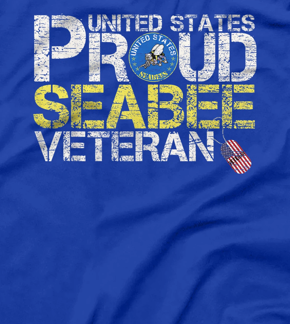 Vintage United States Proud Navy Seabee Veteran U.S Military T-Shirt
