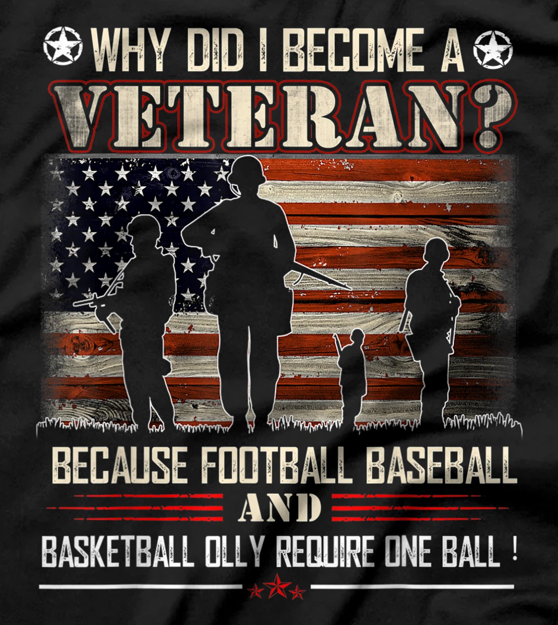 Why Did I Become A Veteran Because Football Baseball Gift T-Shirt