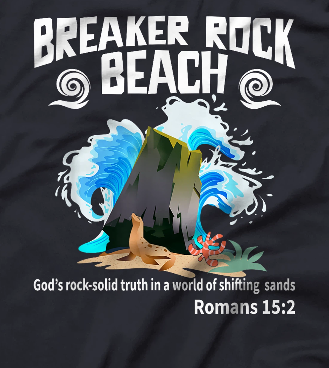 God's Rock Solid Breaker Funny Beach VBS 2024 Christian T-Shirt