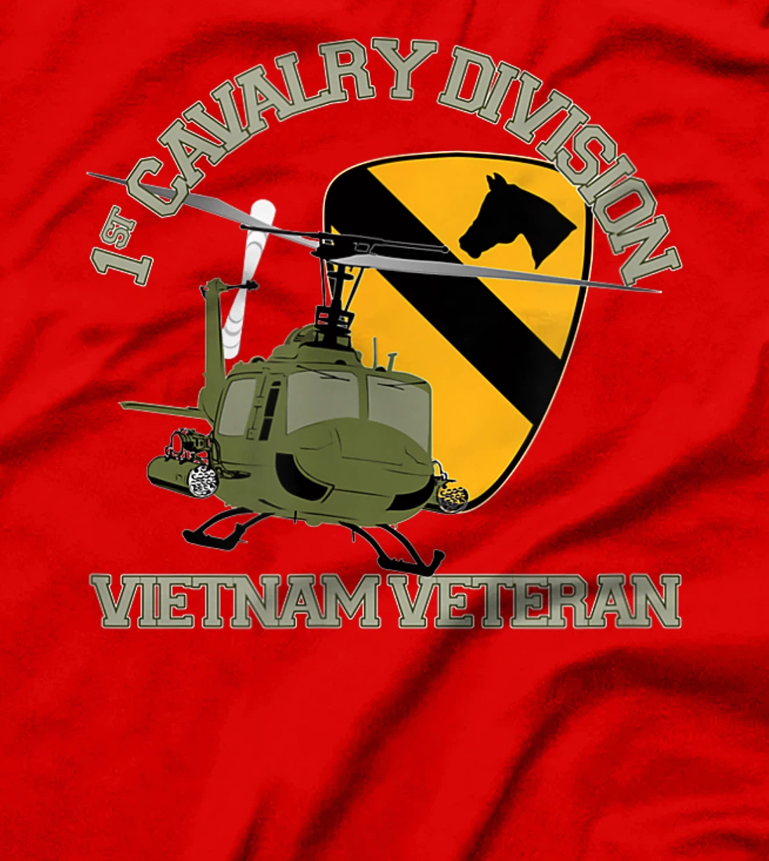 1st Cavalry Division Vietnam Veteran UH1 Gunship Veteran Day T-Shirt